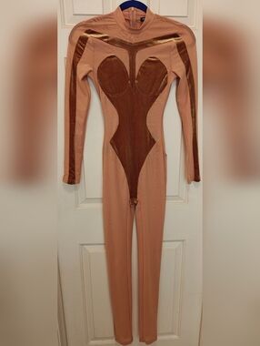 Shane Justin Sheer Mesh & Velvet Sexy Clubbing Jumpsuit